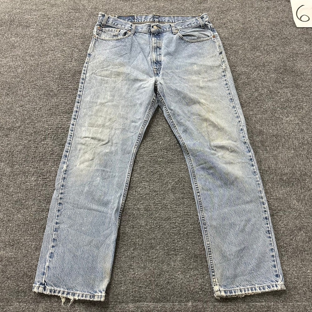 Levi's Jeans Mens Size 38x31 Light Wash 505 Regular Straight Distressed Stained